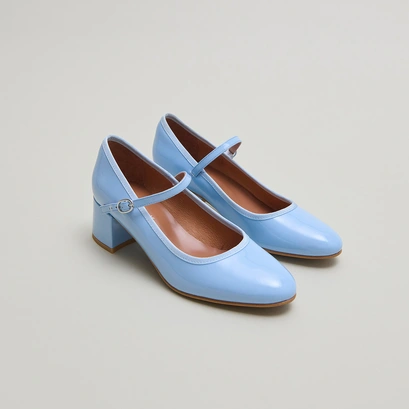 Heeled Mary Janes in light blue varnish | DALMATIE