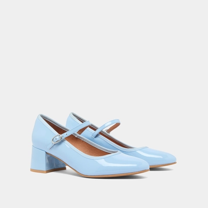 Heeled Mary Janes in light blue varnish | DALMATIE