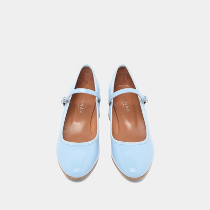 Heeled Mary Janes in light blue varnish | DALMATIE