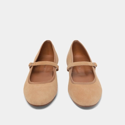 Ballet flats with straps camel