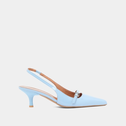 Heeled pumps in light blue varnish | DAMOISELLE