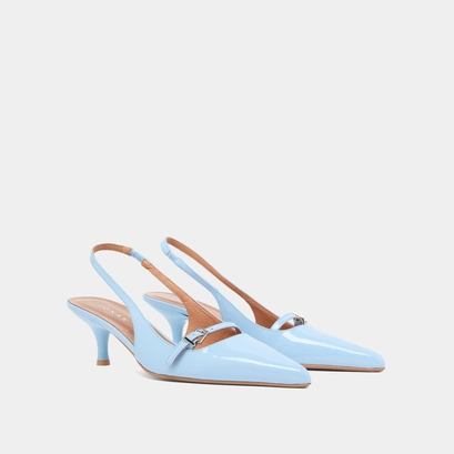 Heeled pumps in light blue varnish | DAMOISELLE