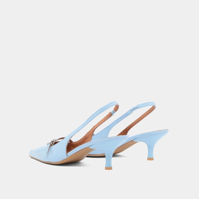 Heeled pumps in light blue varnish | DAMOISELLE
