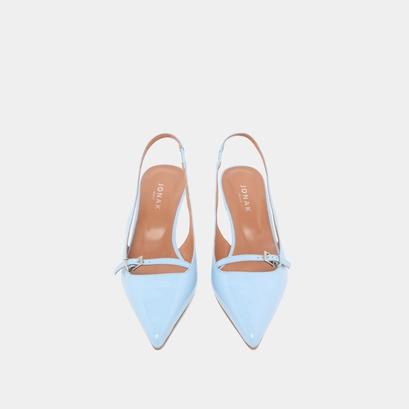 Heeled pumps in light blue varnish | DAMOISELLE