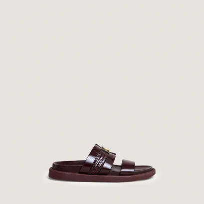Monogrammed mules in dark brown leather | wac