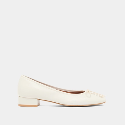 Heeled ballet flats in ecru leather | DADOU