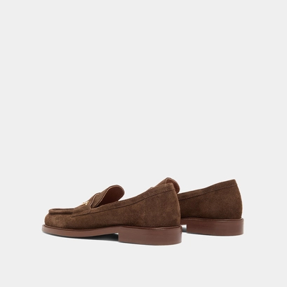Round-toe loafers in brown suede | duedi