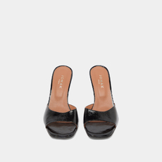 Heeled mules black