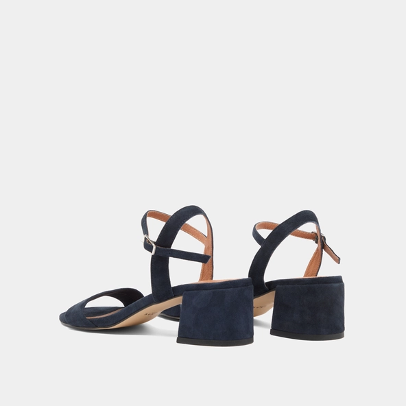Heeled sandals with round toes in marine velvet | ANKER