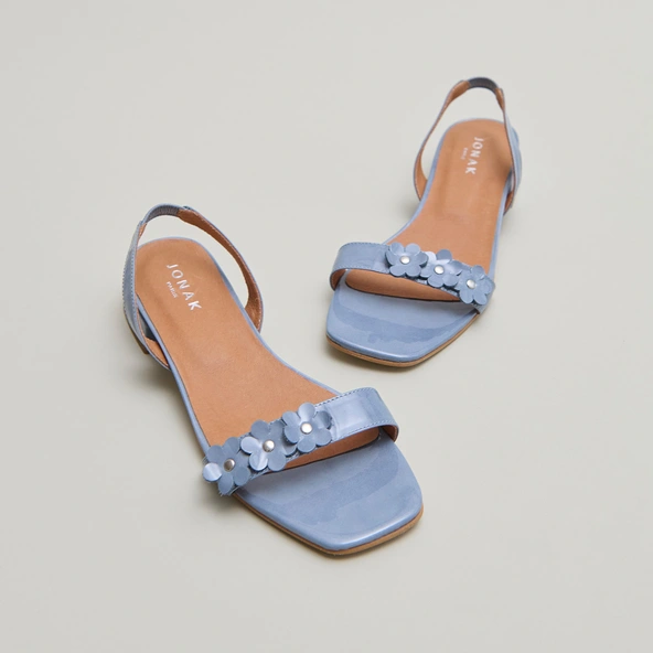 Flower sandals in jeans varnish | ANOUCHKA