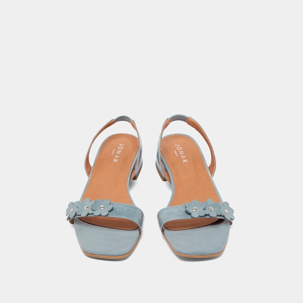 Flower sandals in jeans varnish | ANOUCHKA