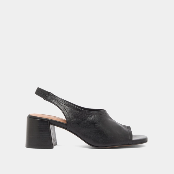 Open-toe sandals in black leather | BROWNIE