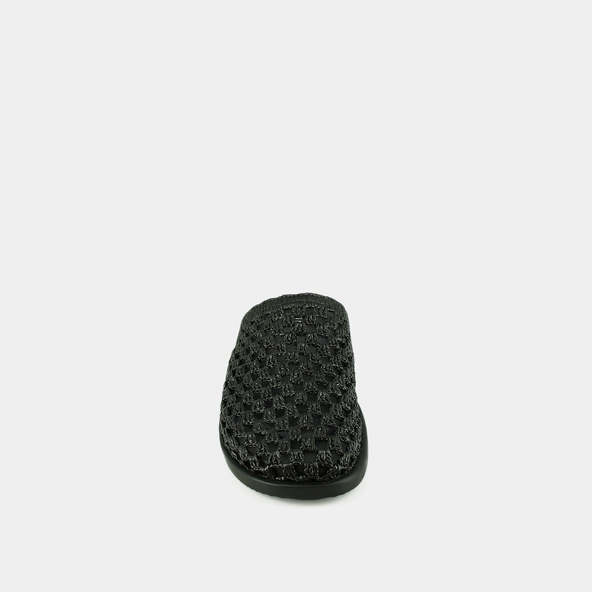 Openwork mules in black raffia | WOLFANG
