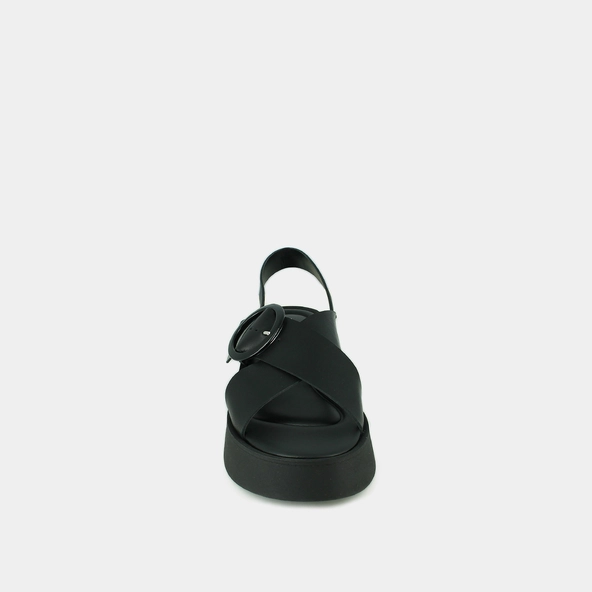 Platform sandals in black leather | EMILIA