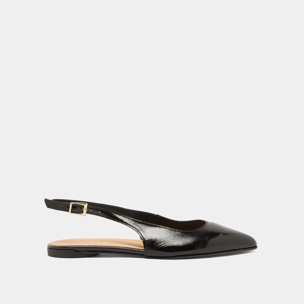 Slingback ballet flats in black pleated varnish | NOA