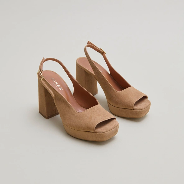 Slingback pumps in camel velvet | VLADIM
