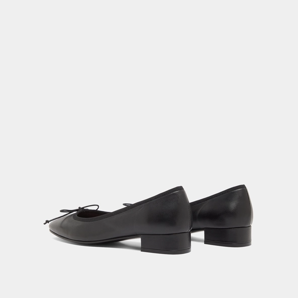 Heeled ballet flats in black leather | DADOU