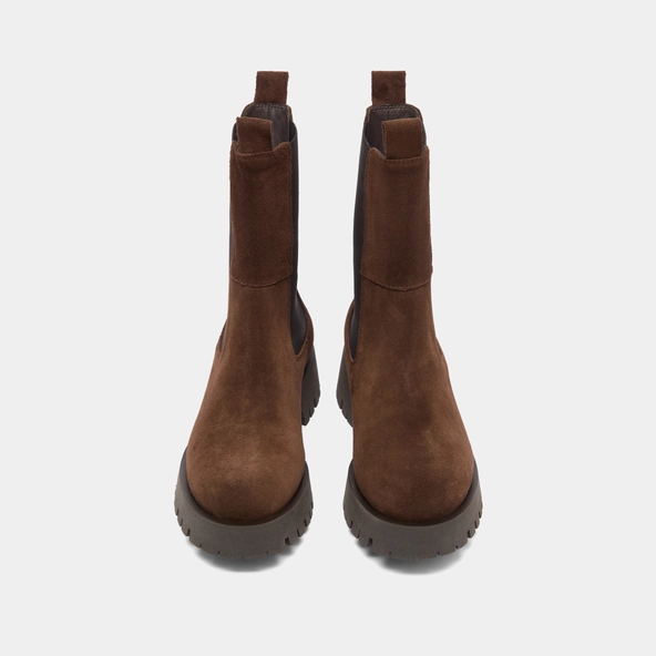 Platform ankle boots in brown suede | RIDLE