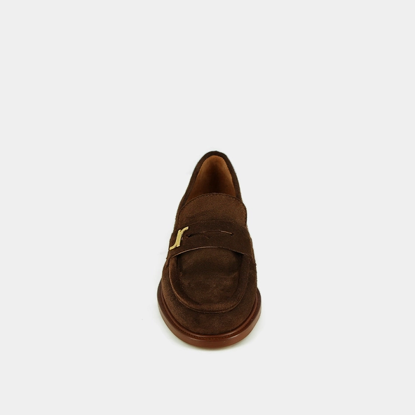 Round-toe loafers in brown suede | DUEDI