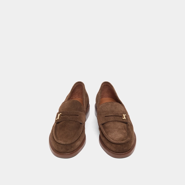 Round-toe loafers in brown suede | DUEDI
