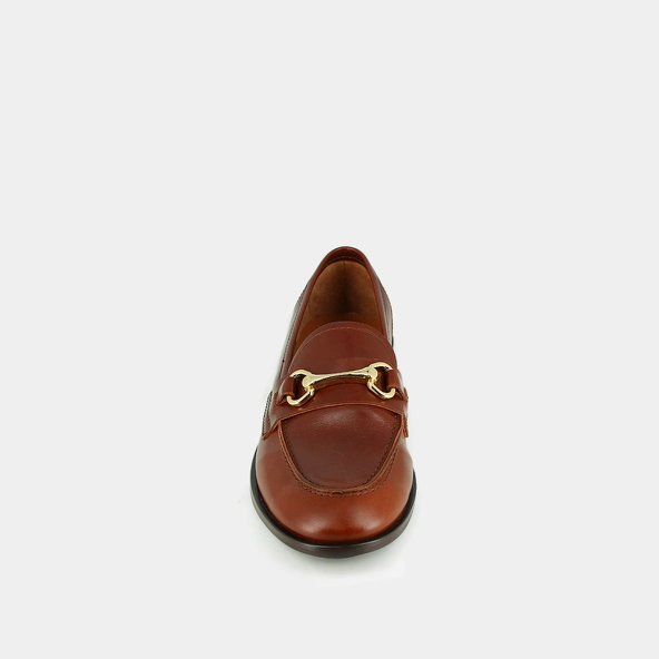 Loafers with gold bits in cognac leather | DRAGUIGNAN