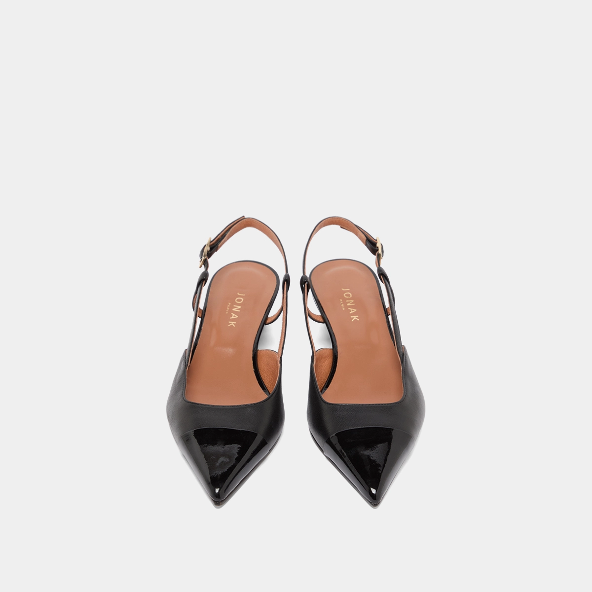 Wedge pumps in black varnish and black leather | DAKARA