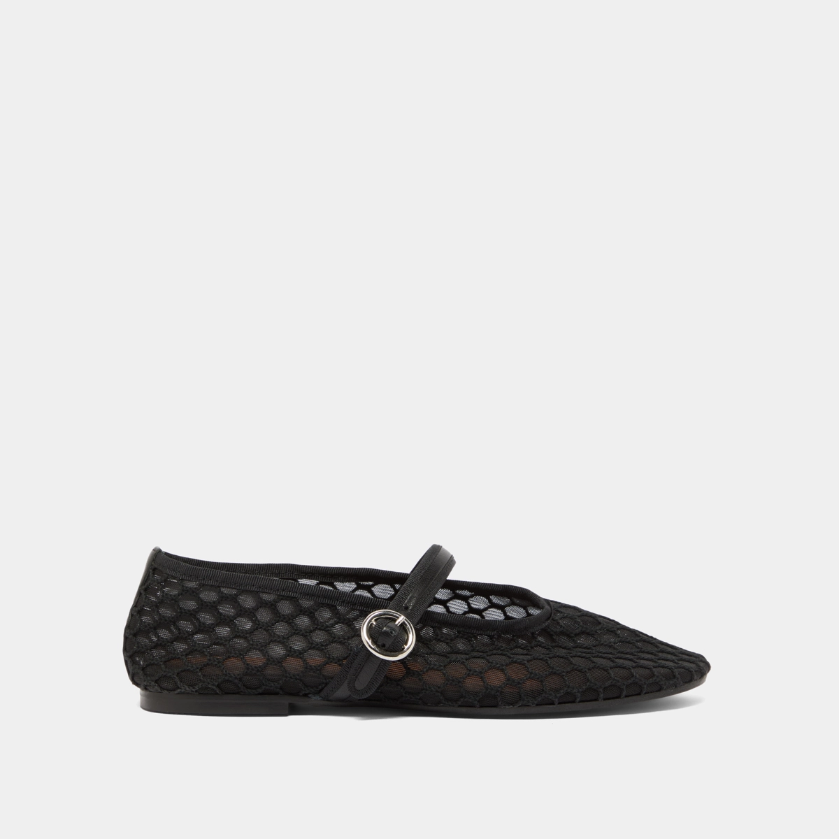 Ballet flats with straps in black mesh | DEESSIA