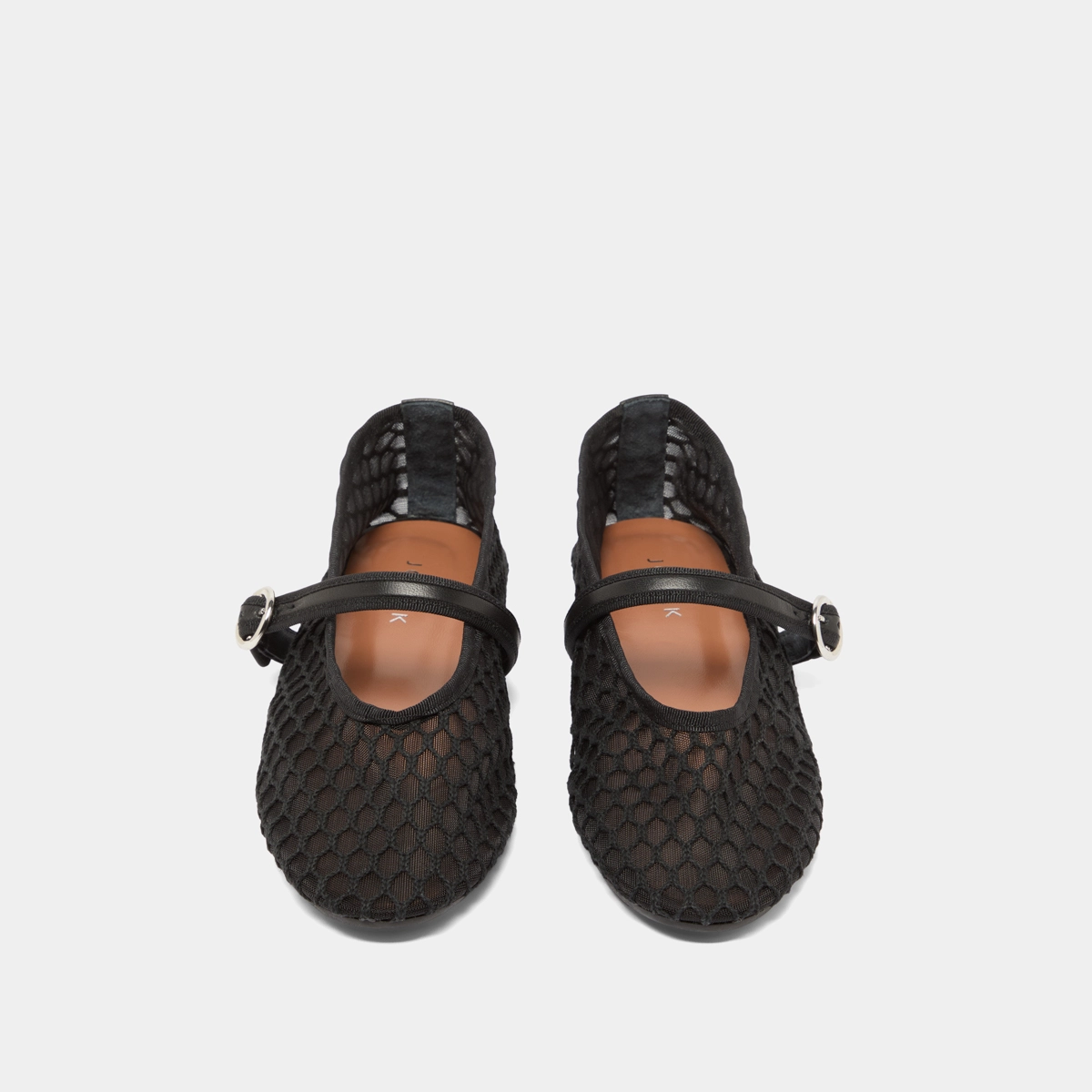 Ballet flats with straps in black mesh | DEESSIA