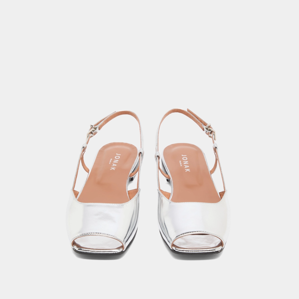 Open-toe ballet flats in silver mirror leather | DORDOGNE