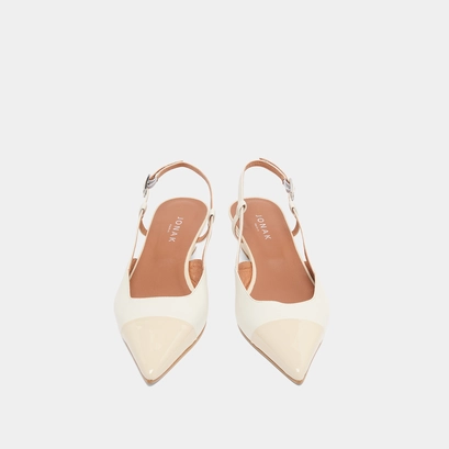 Wedge pumps in ecru varnish and ecru leather | dakara