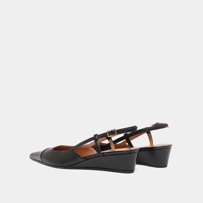 Wedge pumps in black varnish and black leather | dakara
