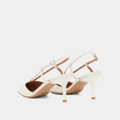 Pointed-toe slingback heels in pearl varnish | DUO