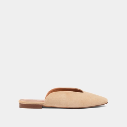 Low-cut mules in camel velvet | DUREE