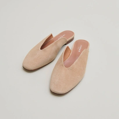 Low-cut mules in camel velvet | DUREE