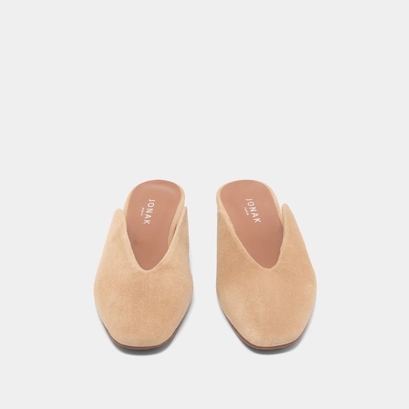 Low-cut mules in camel velvet | DUREE