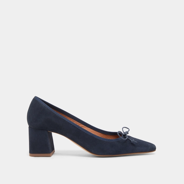 Lace-up pumps in navy velvet | DRING