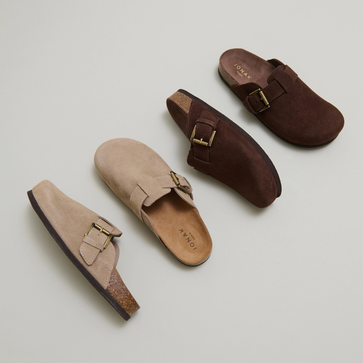 Buckle Mules in taupe crust | MUNCH