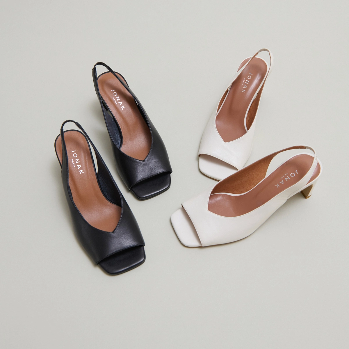 Slingback pumps in ecru leather | DICTON