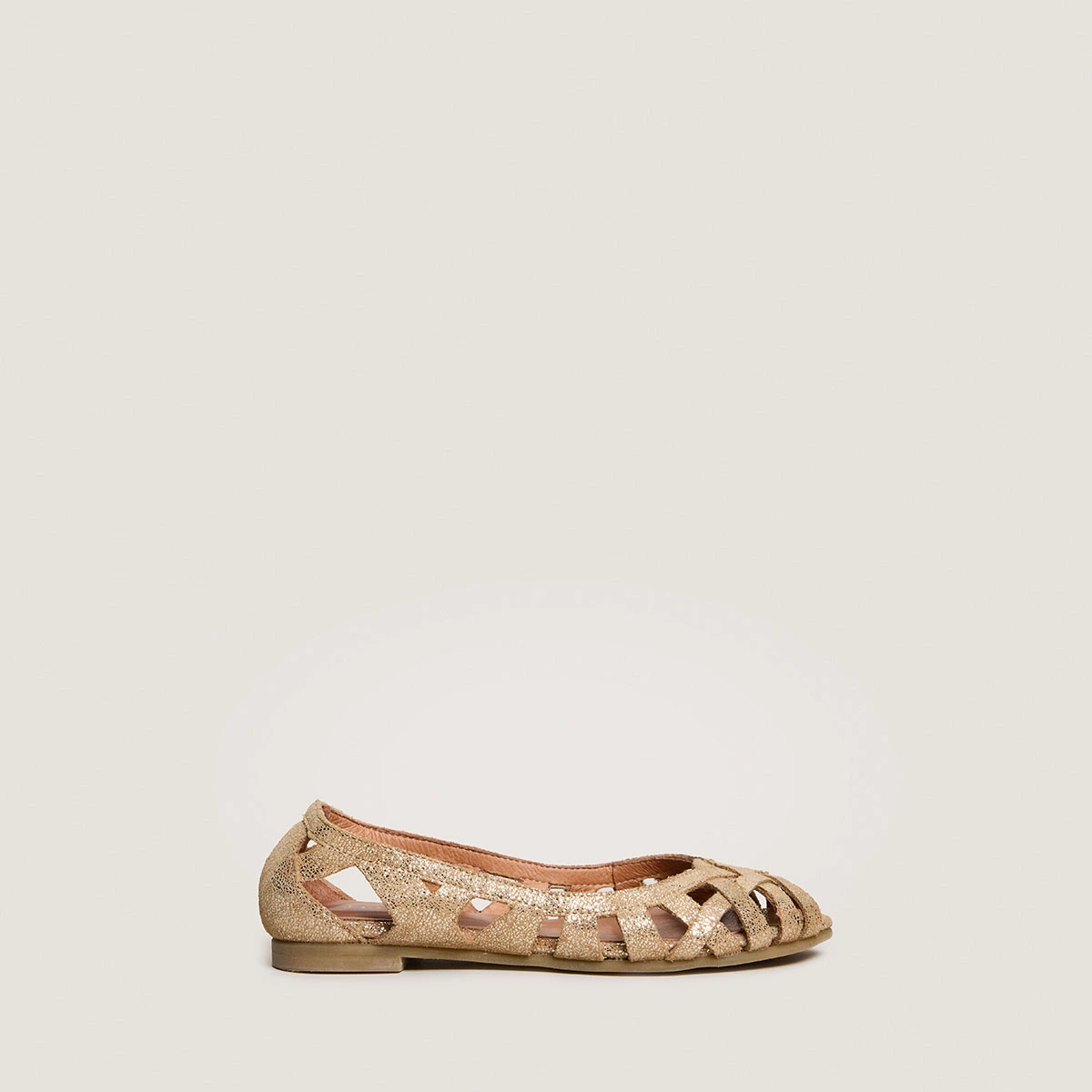 Openwork ballet flats- Capsule Mini in platinum laminated velvet | MINI DERAY