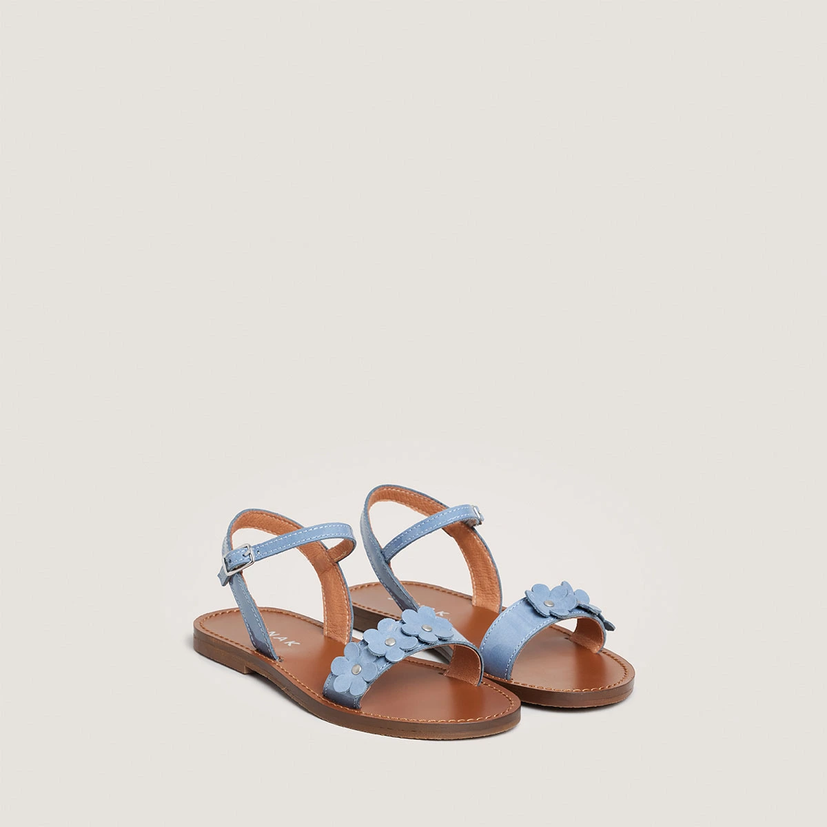 Flower sandals - Capsule Mini in blue jeans varnish | MINI ANOUCHKA
