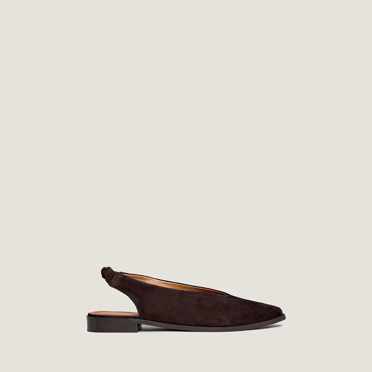 Ballet flats with open backs in dark brown velvet | Acajou