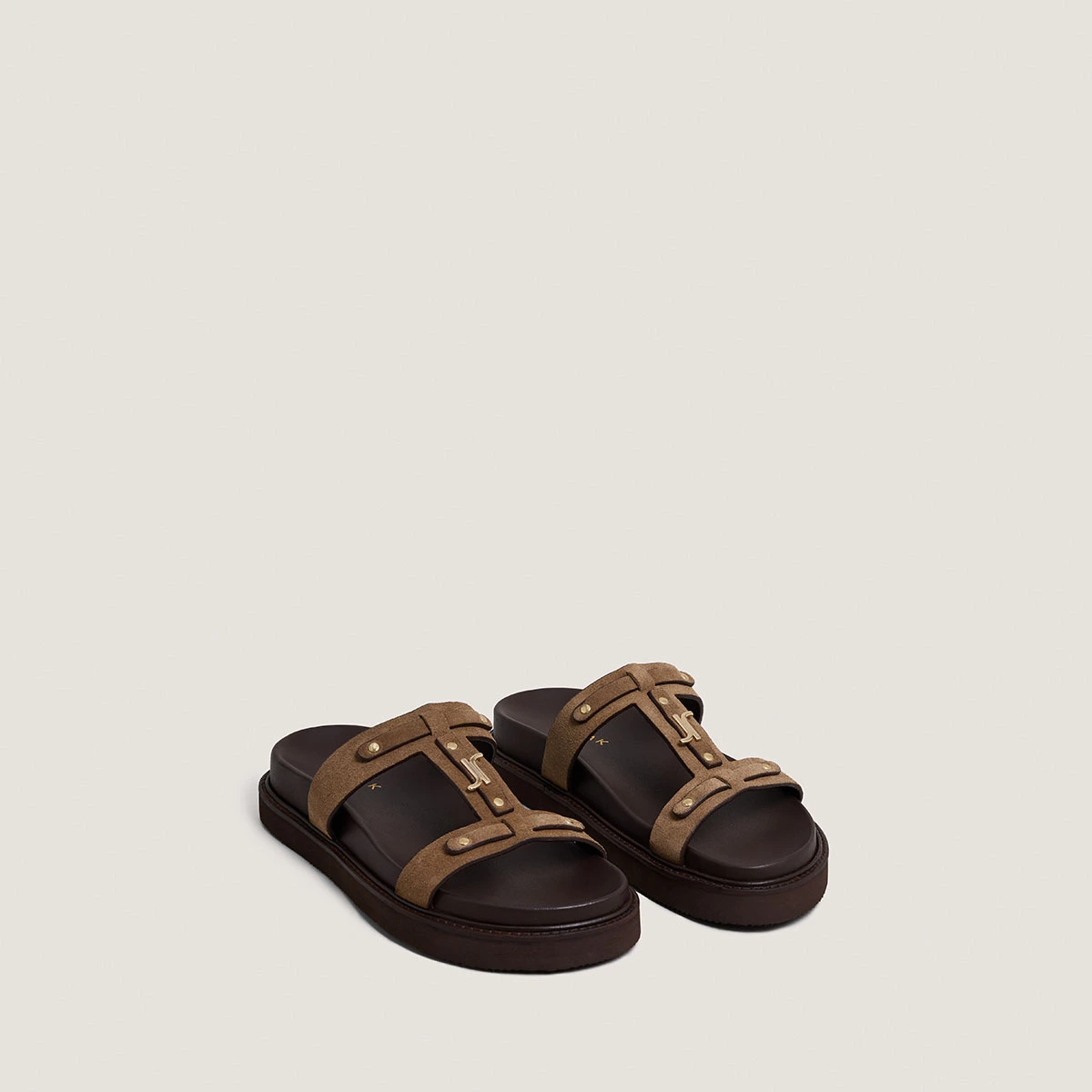 Platform sandals in taupe suede | LUANA