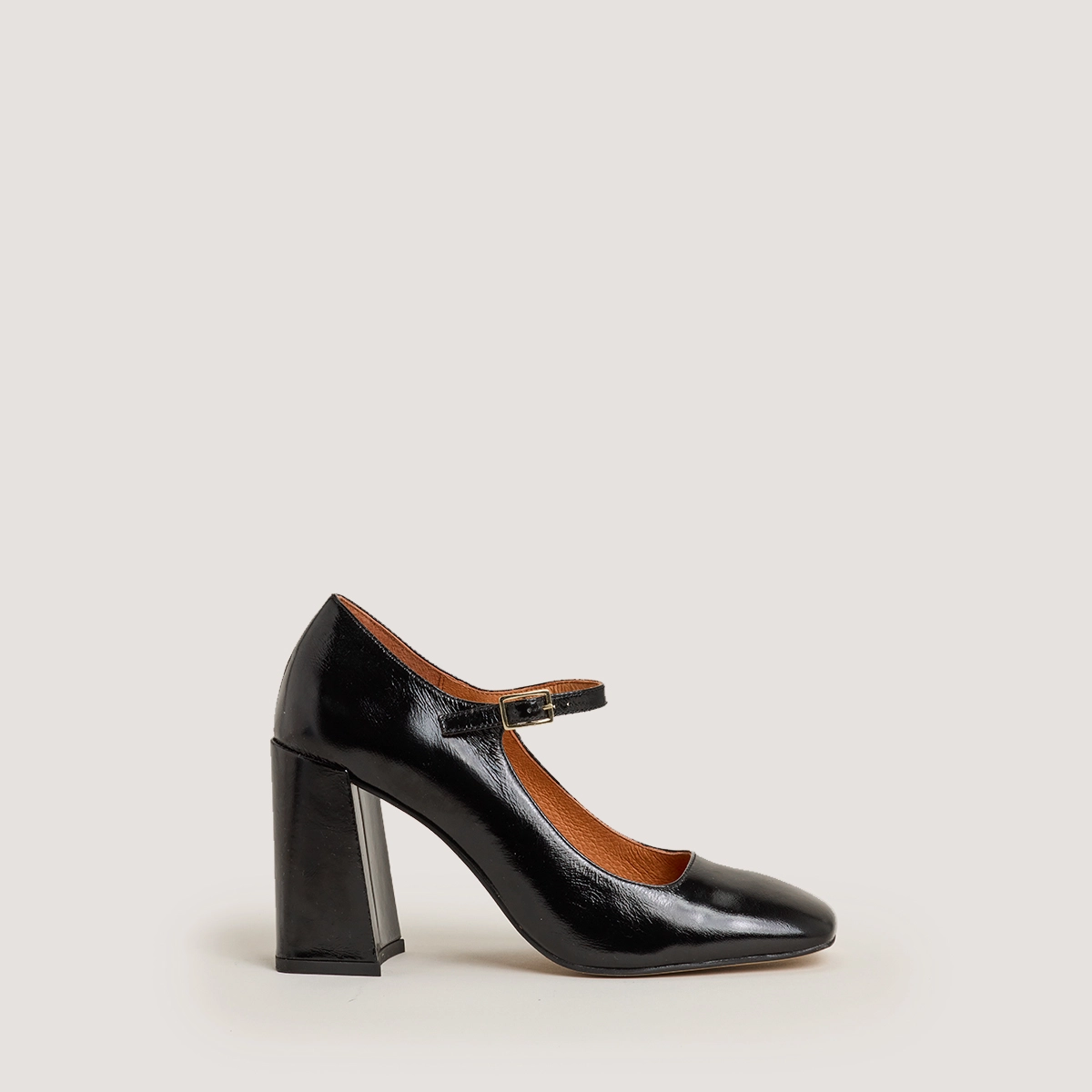 Square Toe Mary Jane in black shiny leather | VALERIA