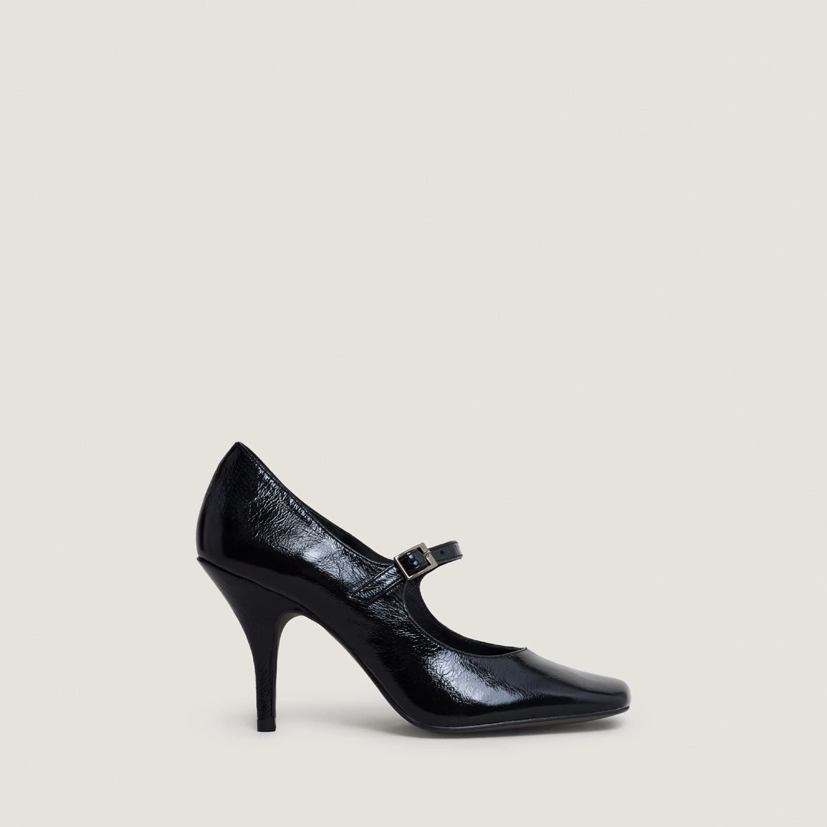Heeled Mary Janes with Straps in shiny black leather | BELFORT