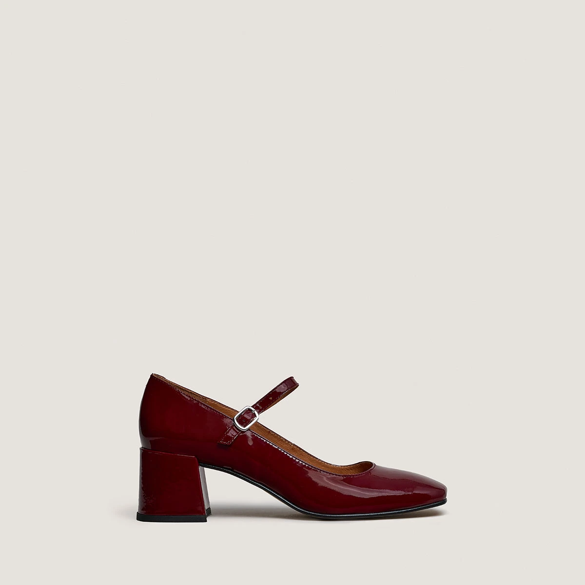 Mary Jane with Square Heels in burgundy varnish | ALIENOR