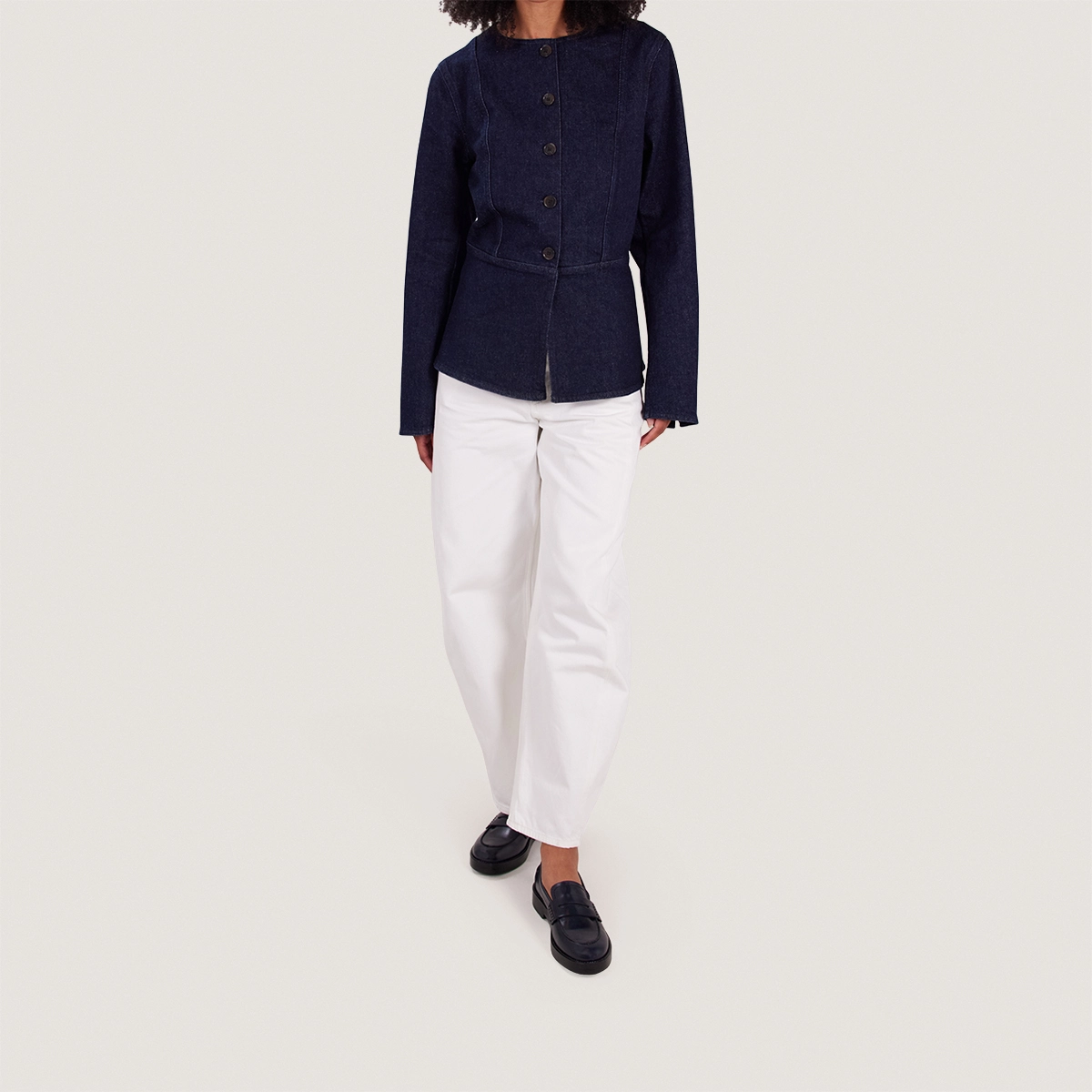 Loafers with Round Toe in blue leather | MIRNA