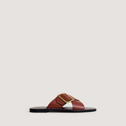 Cross-strap plagettes in cognac leather | wila