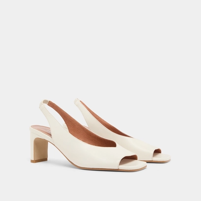 Slingback pumps in ecru leather | dicton