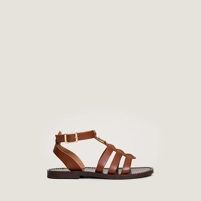Monogrammed sandals - capsule mini in cognac leather | mini wan