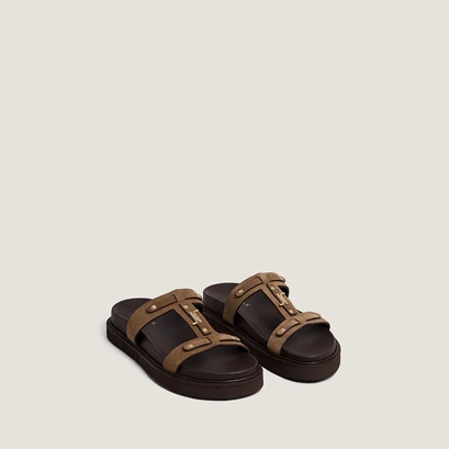Platform sandals in taupe suede | LUANA
